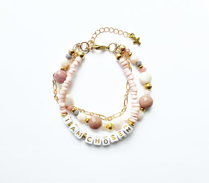 Pink and Gold 3-Strand Feminine Identity in Christ Bracelet for women