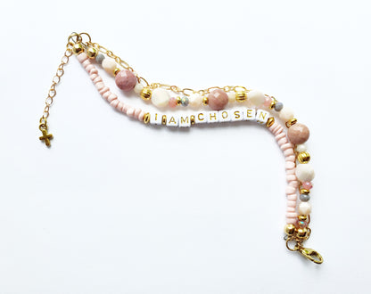 Pink and Gold 3-Strand Feminine Identity in Christ Bracelet for women