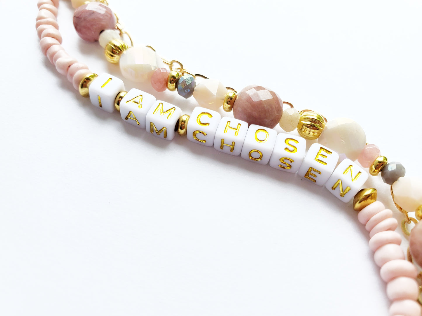 Pink and Gold 3-Strand Feminine Identity in Christ Bracelet for women