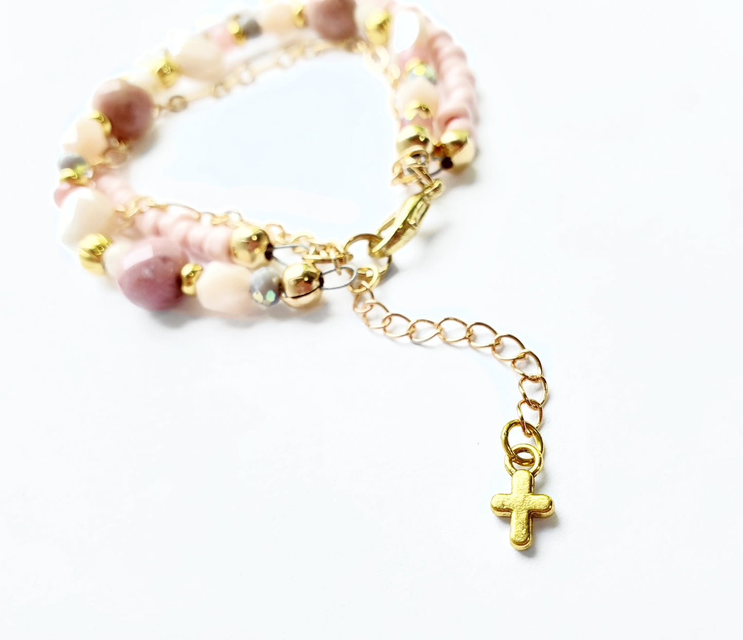 Pink and Gold 3-Strand Feminine Identity in Christ Bracelet for women
