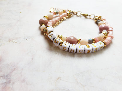 Pink and Gold 3-Strand Feminine Identity in Christ Bracelet for women