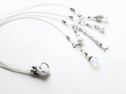 Soft White and Silver Beaded Bible Bookmark