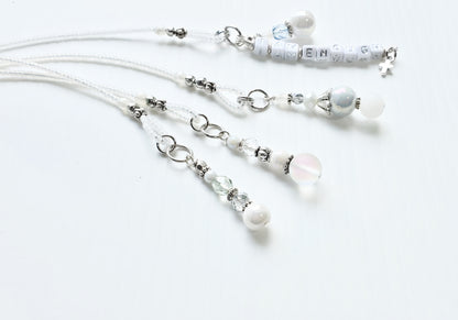 Soft White and Silver Beaded Bible Bookmark