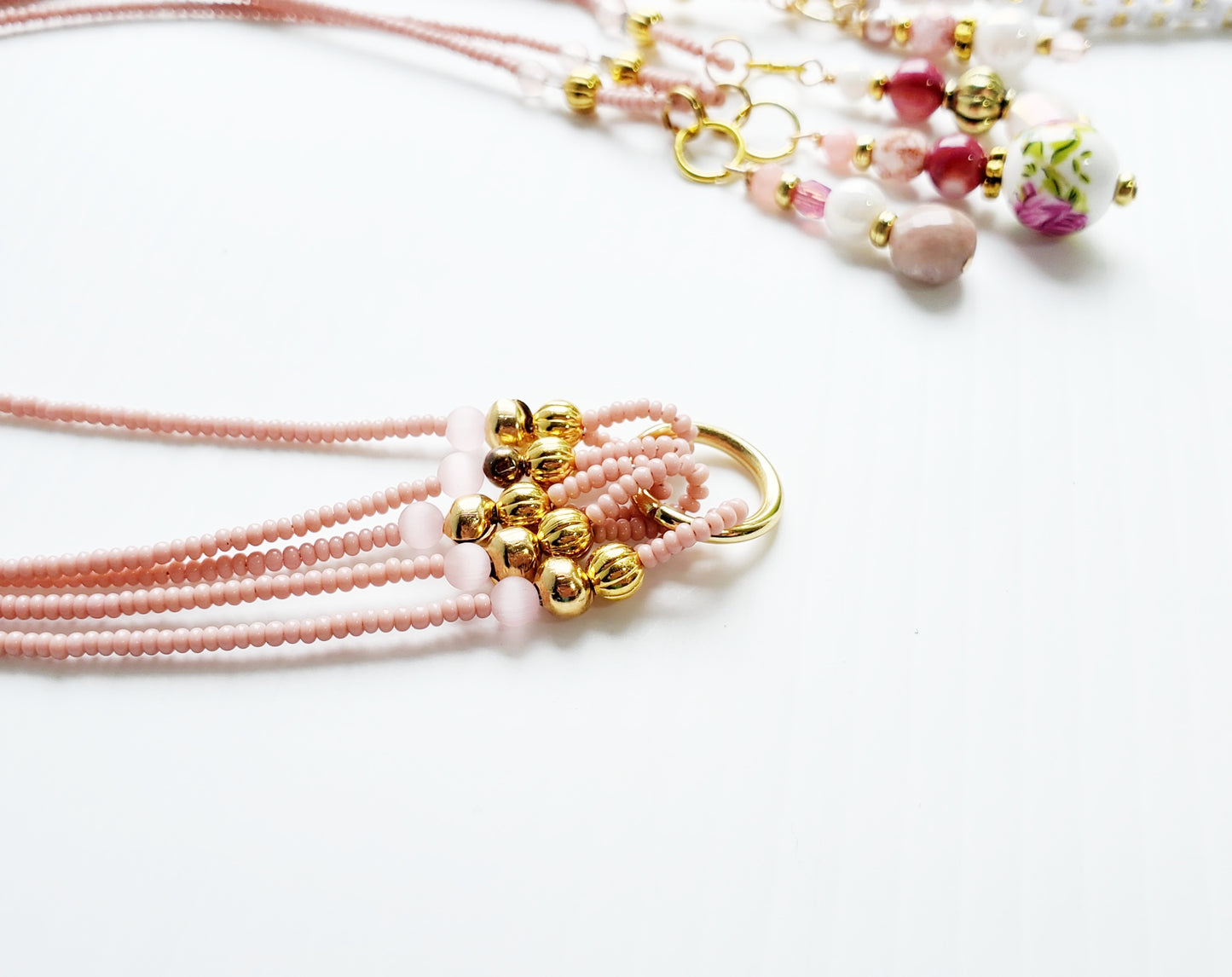 Pink and Gold Beaded Bible Bookmark