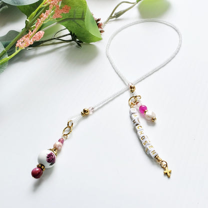 Pink and Gold Beaded Bible Bookmark