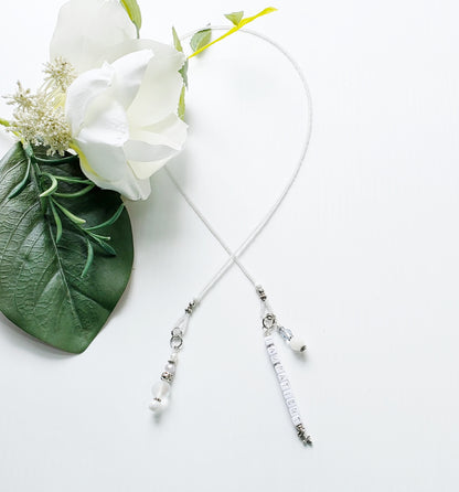 Soft White and Silver Beaded Bible Bookmark