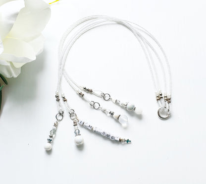Soft White and Silver Beaded Bible Bookmark