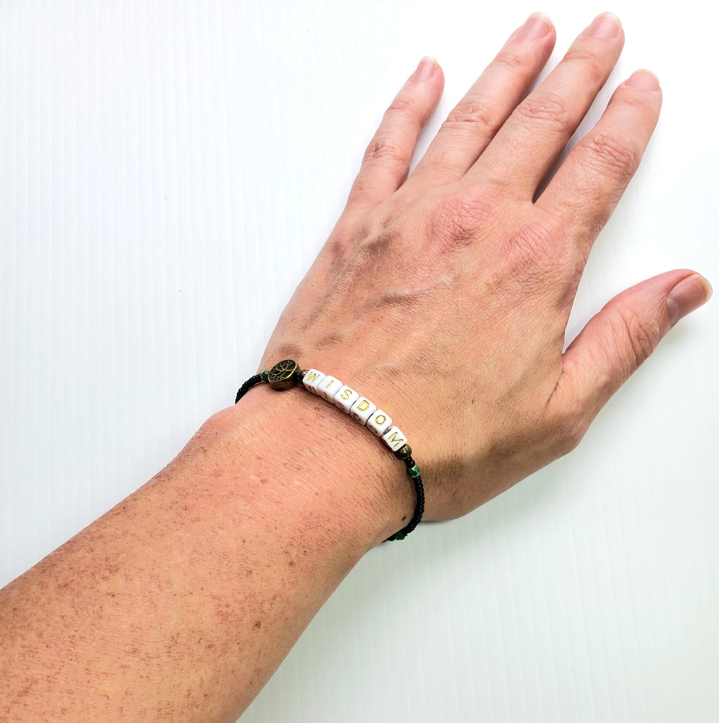Wisdom Tree of Life Single Strand Beaded Bracelet for women