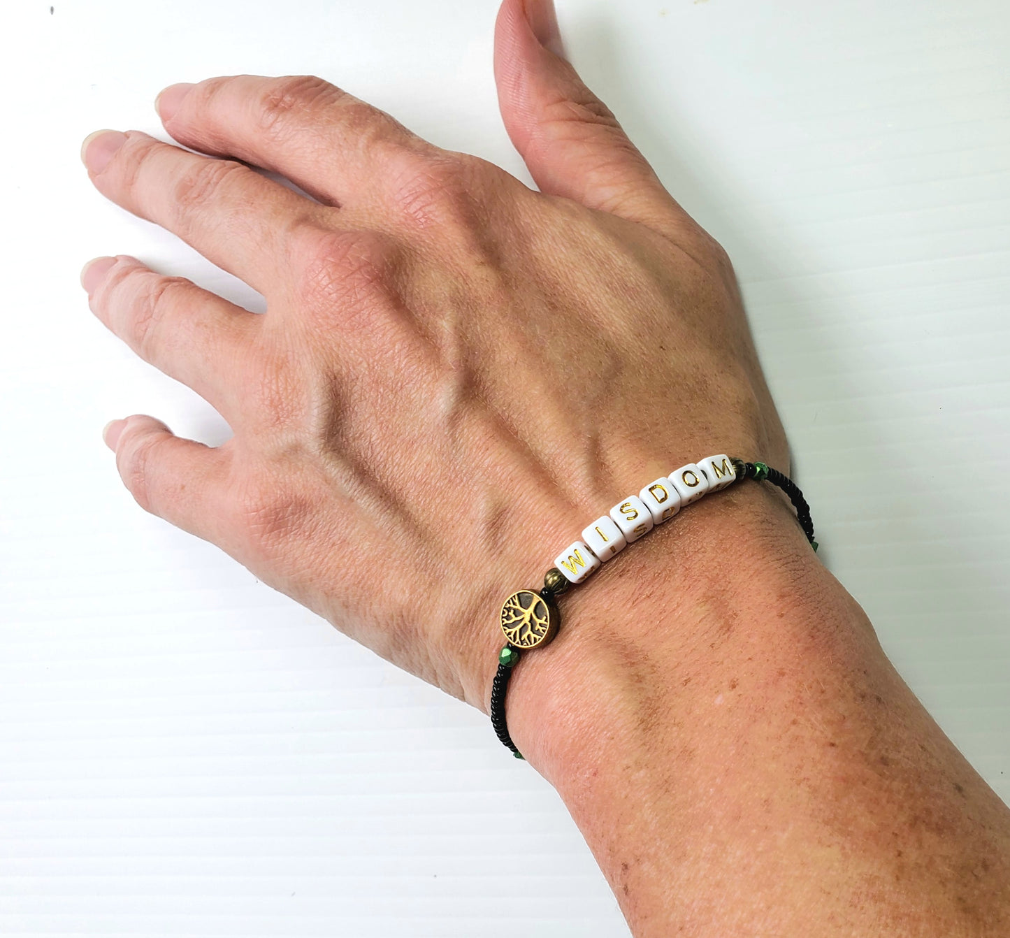 Wisdom Tree of Life Single Strand Beaded Bracelet for women
