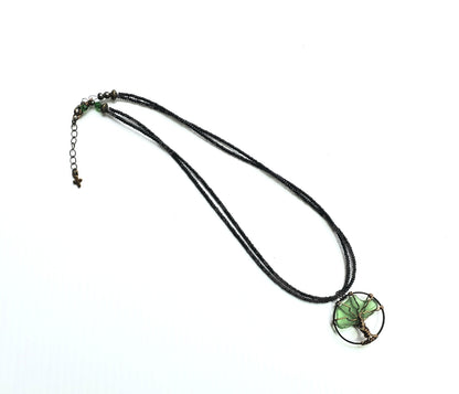 Tree of Life Beach Glass Pendant Necklace