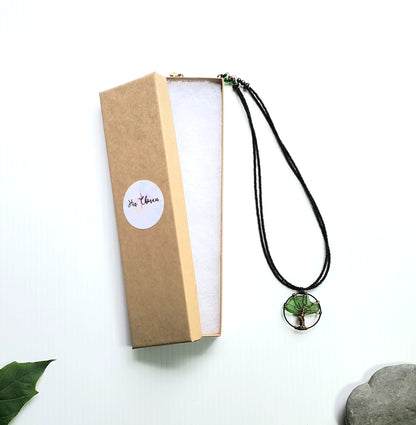 Tree of Life Beach Glass Pendant Necklace