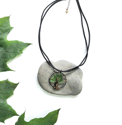 Tree of Life Beach Glass Pendant Necklace