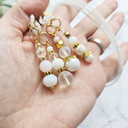 Soft White and Gold Beaded Bible Bookmark