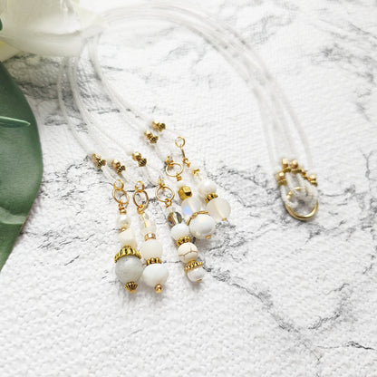 Soft White and Gold Beaded Bible Bookmark
