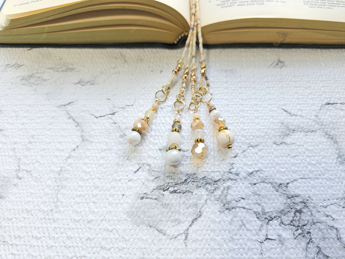 Neutral Mix and Gold Beaded Bible Bookmark