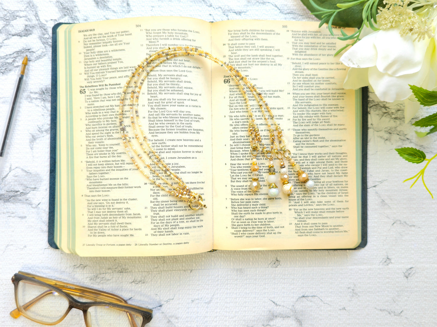 Neutral Mix and Gold Beaded Bible Bookmark
