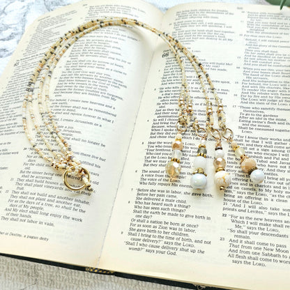 Neutral Mix and Gold Beaded Bible Bookmark