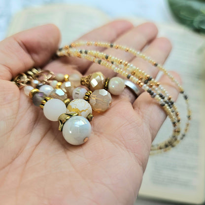 Neutral Mix and Gold Beaded Bible Bookmark
