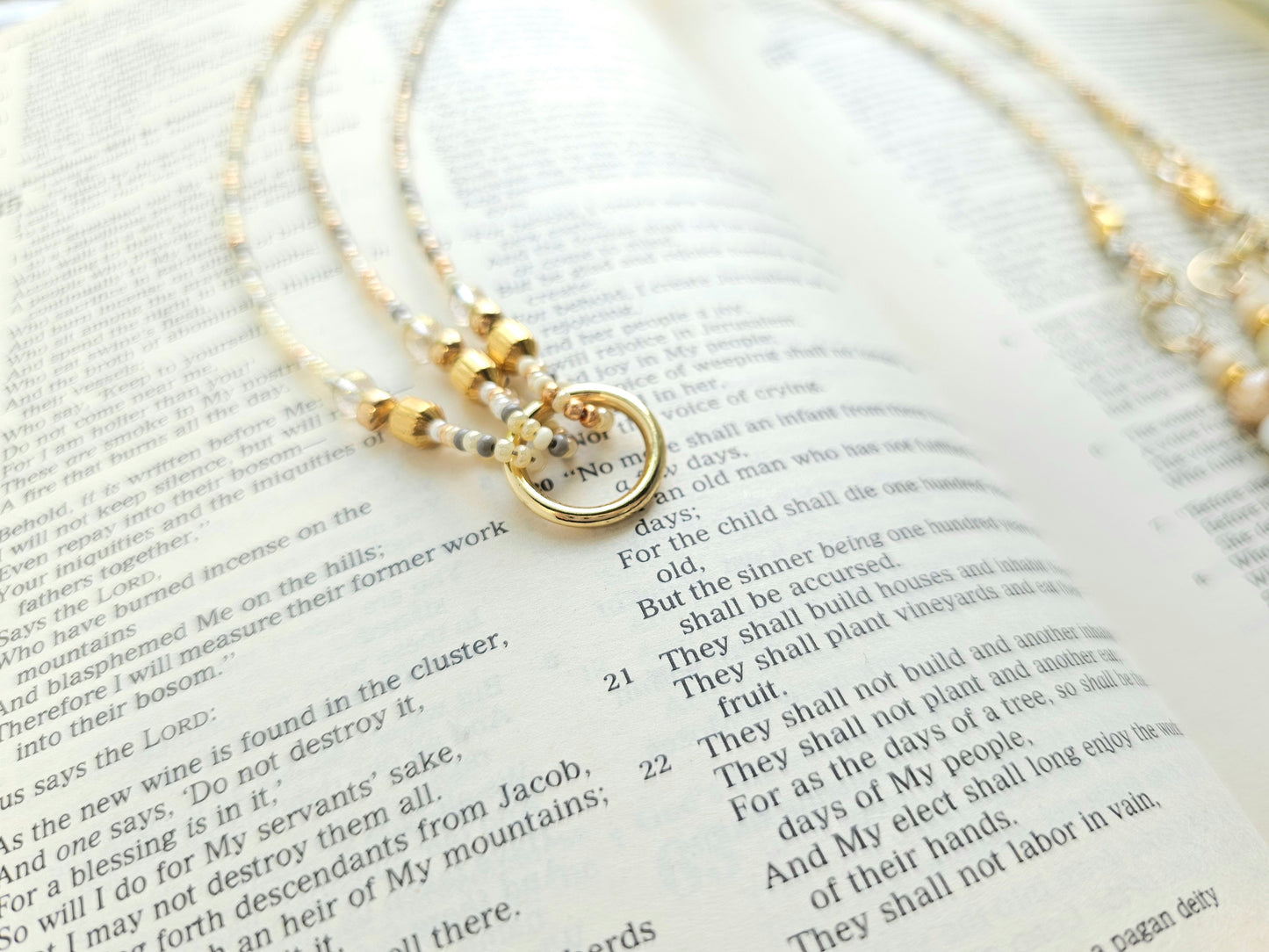 Neutral Mix and Gold Beaded Bible Bookmark