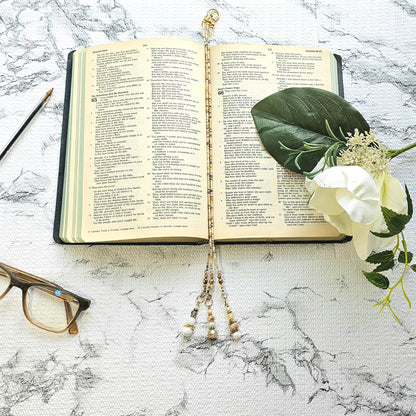 Neutral Mix and Gold Beaded Bible Bookmark