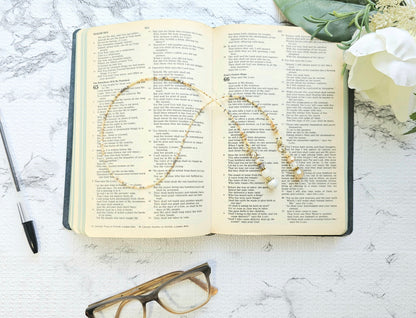 Neutral Mix and Gold Beaded Bible Bookmark