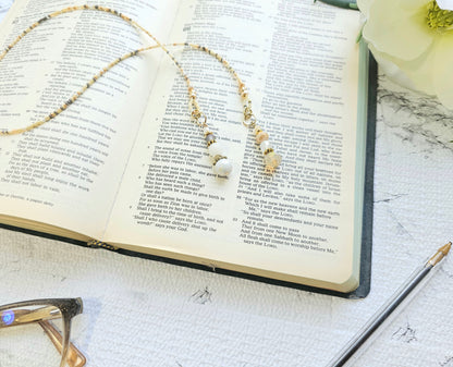 Neutral Mix and Gold Beaded Bible Bookmark