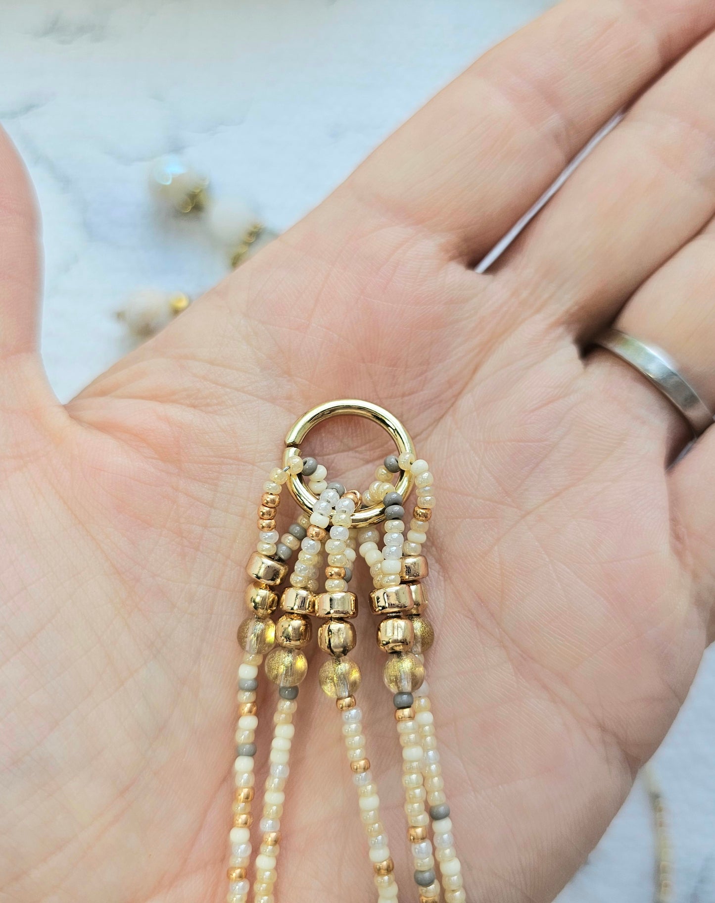Neutral Mix and Gold Beaded Bible Bookmark