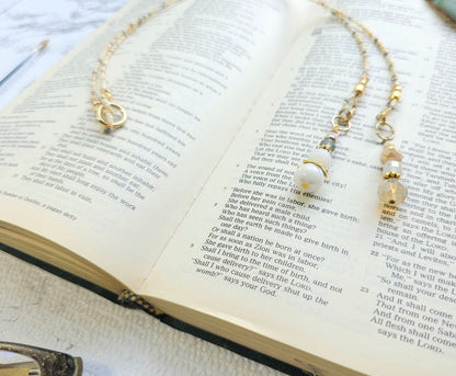 Neutral Mix and Gold Beaded Bible Bookmark