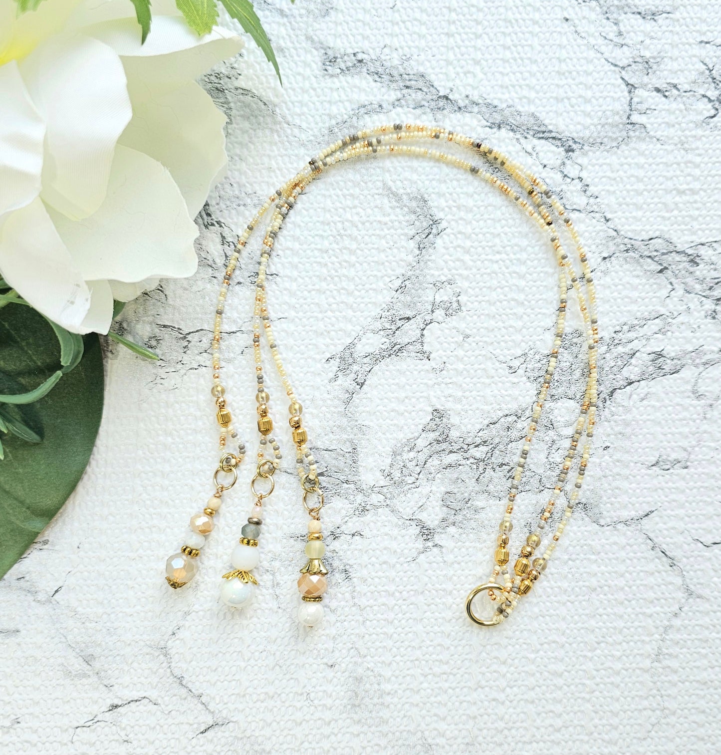 Neutral Mix and Gold Beaded Bible Bookmark