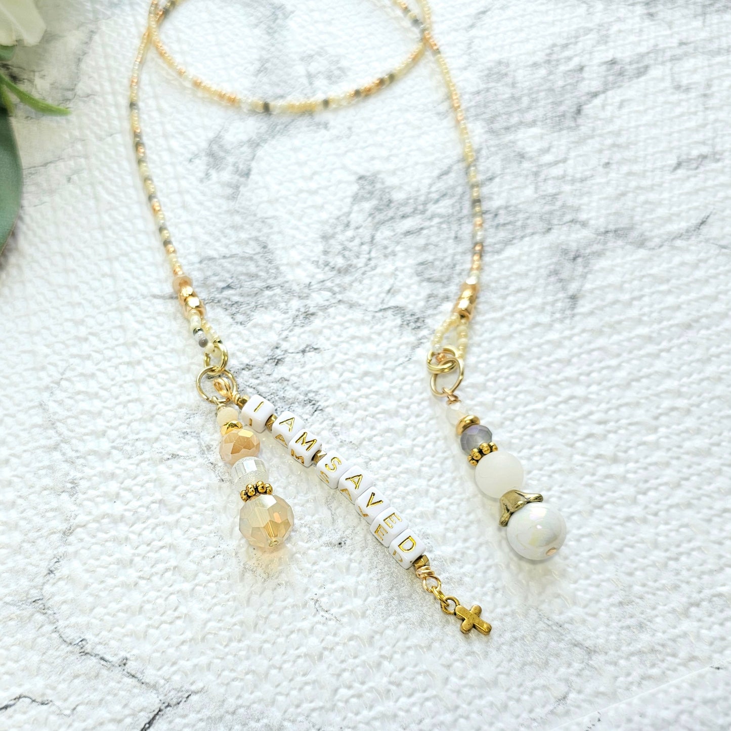 Neutral Mix and Gold Beaded Bible Bookmark
