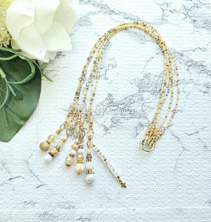 Neutral Mix and Gold Beaded Bible Bookmark