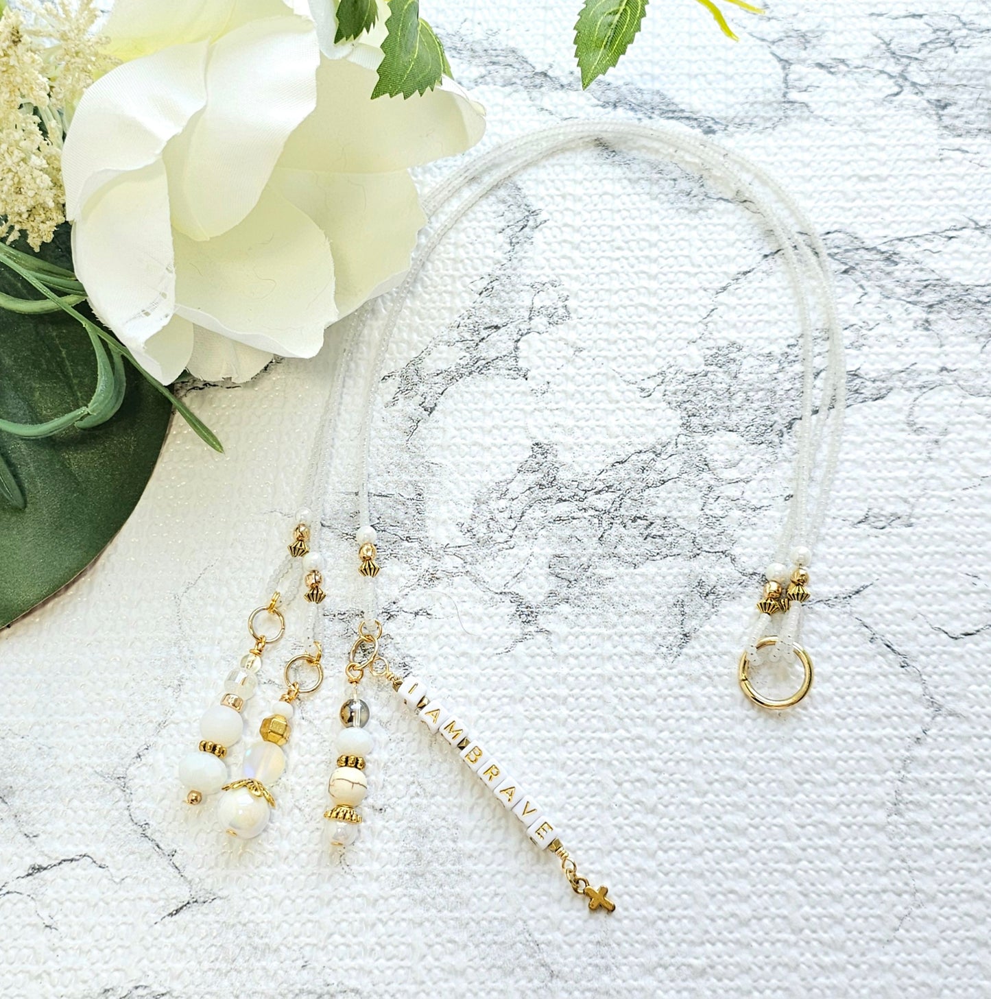 Neutral Mix and Gold Beaded Bible Bookmark