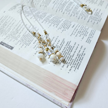 Soft White and Gold Beaded Bible Bookmark