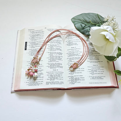 Pink and Gold Beaded Bible Bookmark