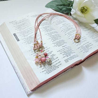 Pink and Gold Beaded Bible Bookmark