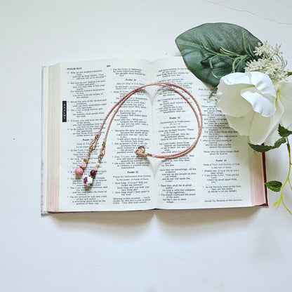 Pink and Gold Beaded Bible Bookmark