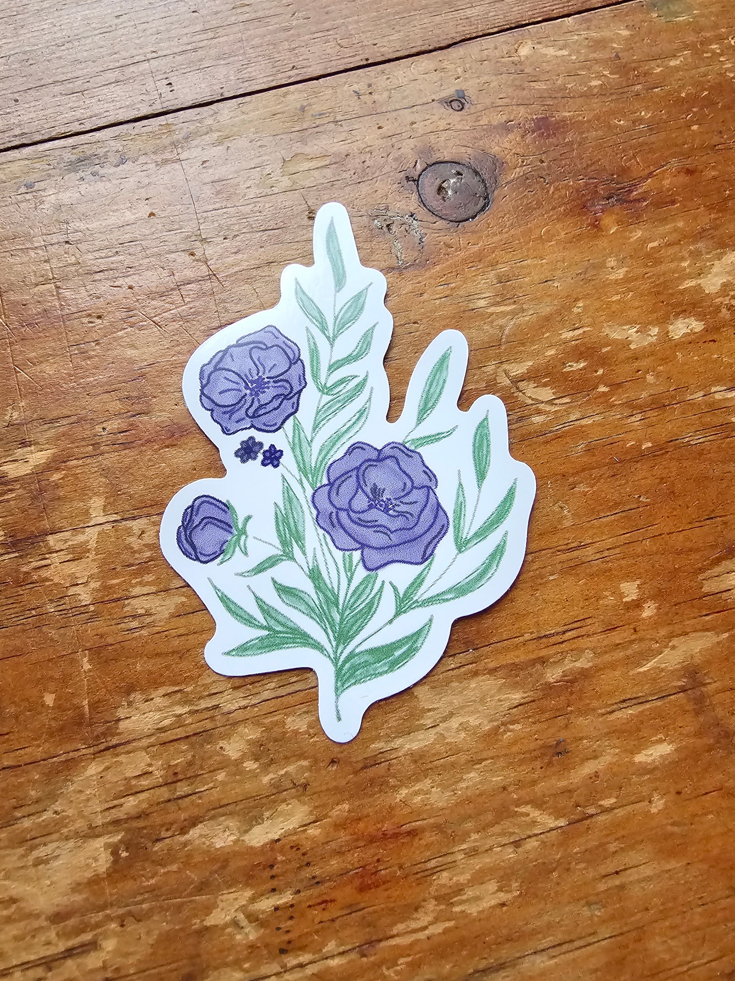 Purple floral Vinyl sticker - waterproof decal for tumbler, laptop cover, notebook, Bible journal - feminine purple script font, Blessed