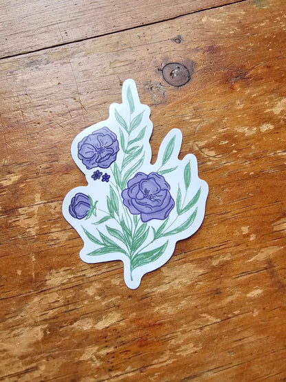 Purple floral Vinyl sticker - waterproof decal for tumbler, laptop cover, notebook, Bible journal - feminine purple script font, Blessed