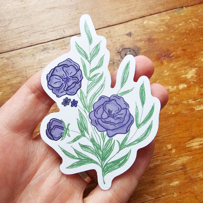 Purple floral Vinyl sticker - waterproof decal for tumbler, laptop cover, notebook, Bible journal - feminine purple script font, Blessed