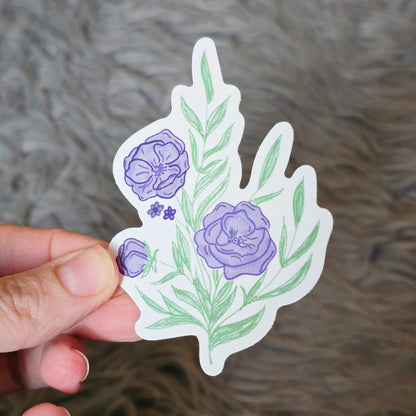 Purple floral Vinyl sticker - waterproof decal for tumbler, laptop cover, notebook, Bible journal - feminine purple script font, Blessed