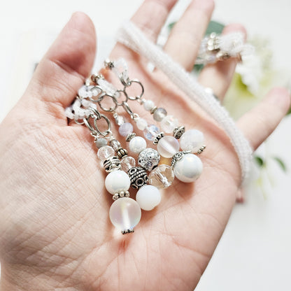 Soft White and Silver Beaded Bible Bookmark