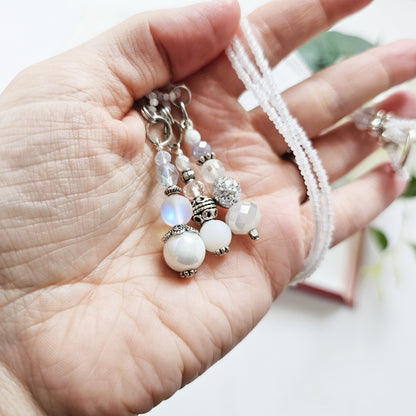 Soft White and Silver Beaded Bible Bookmark