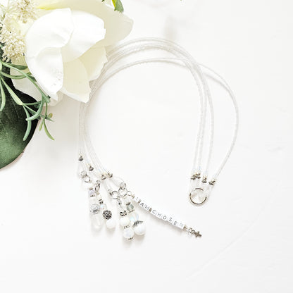 Soft White and Silver Beaded Bible Bookmark