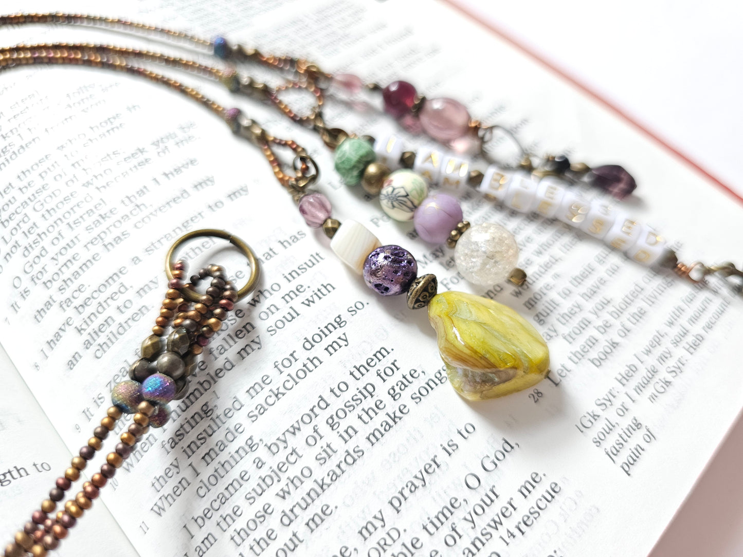 I Am Blessed 3-Strand Beaded Bible Bookmark