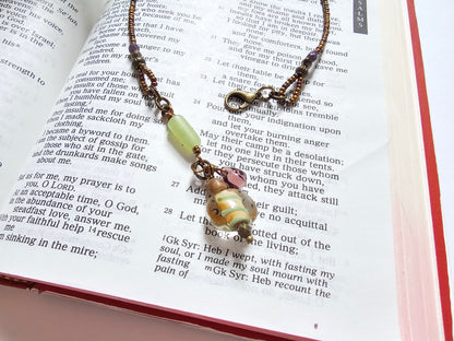 I Am Blessed Half-Strand Clip-on Beaded Bookmark