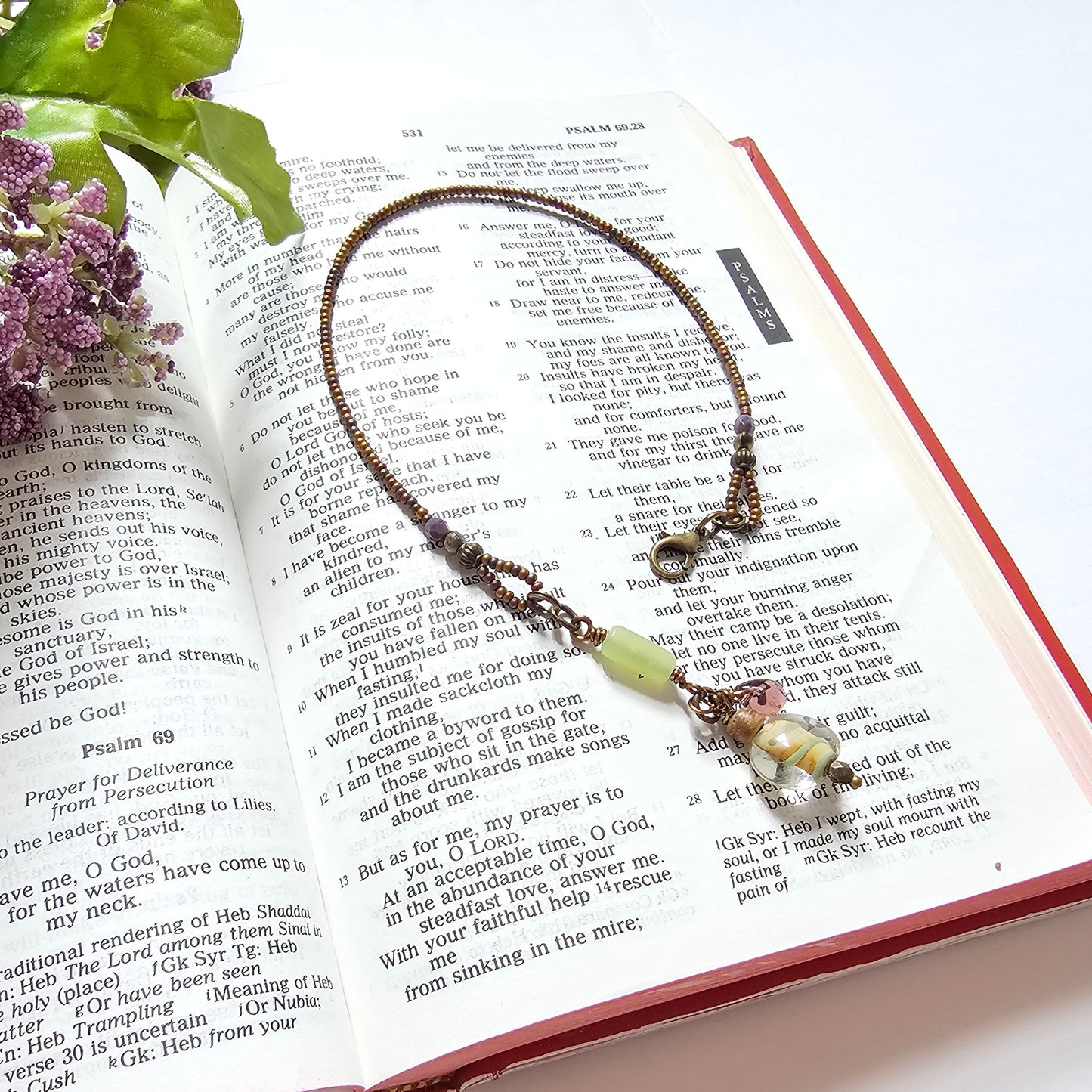 I Am Blessed Half-Strand Clip-on Beaded Bookmark