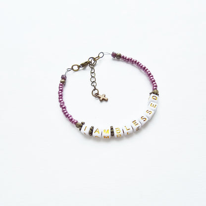 I Am Blessed Single Strand Bracelet - stackable arm jewelry for women