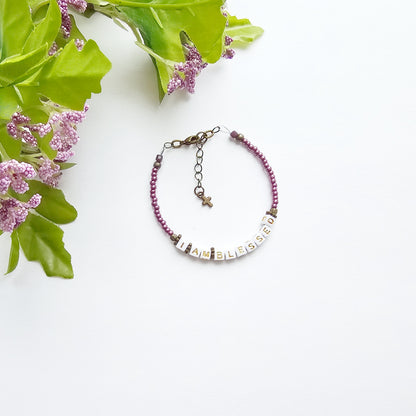 I Am Blessed Single Strand Bracelet - stackable arm jewelry for women
