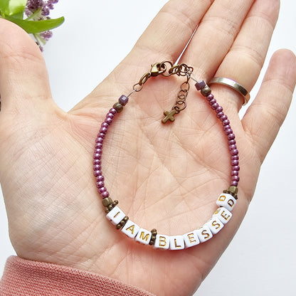 I Am Blessed Single Strand Bracelet - stackable arm jewelry for women