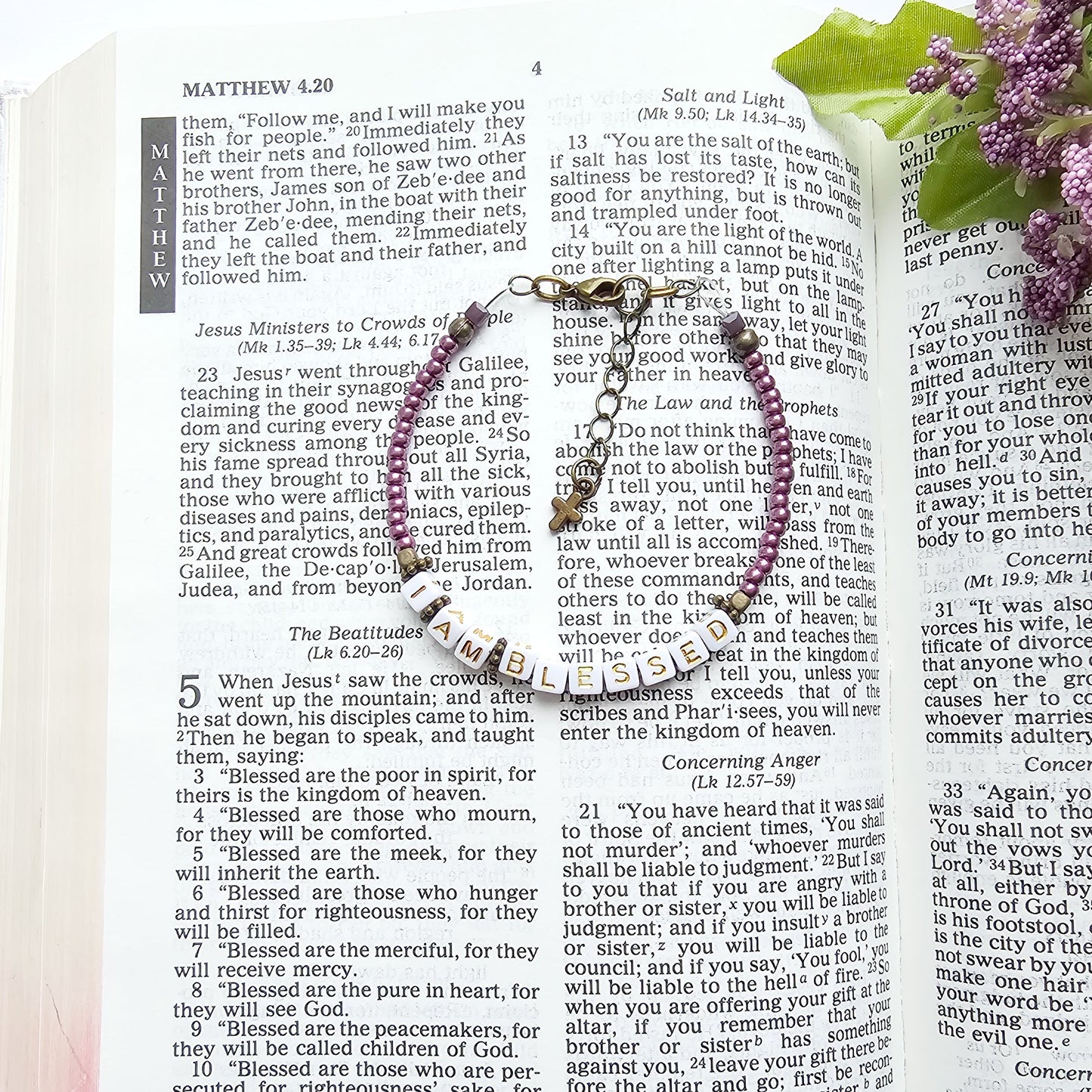 I Am Blessed Single Strand Bracelet - stackable arm jewelry for women